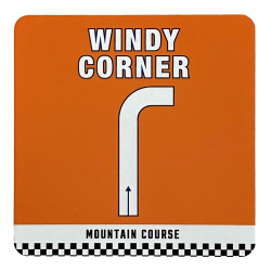 ORANGE - MT. COURSE - WINDY CORNER  CORK BACKED COASTERS MG 202